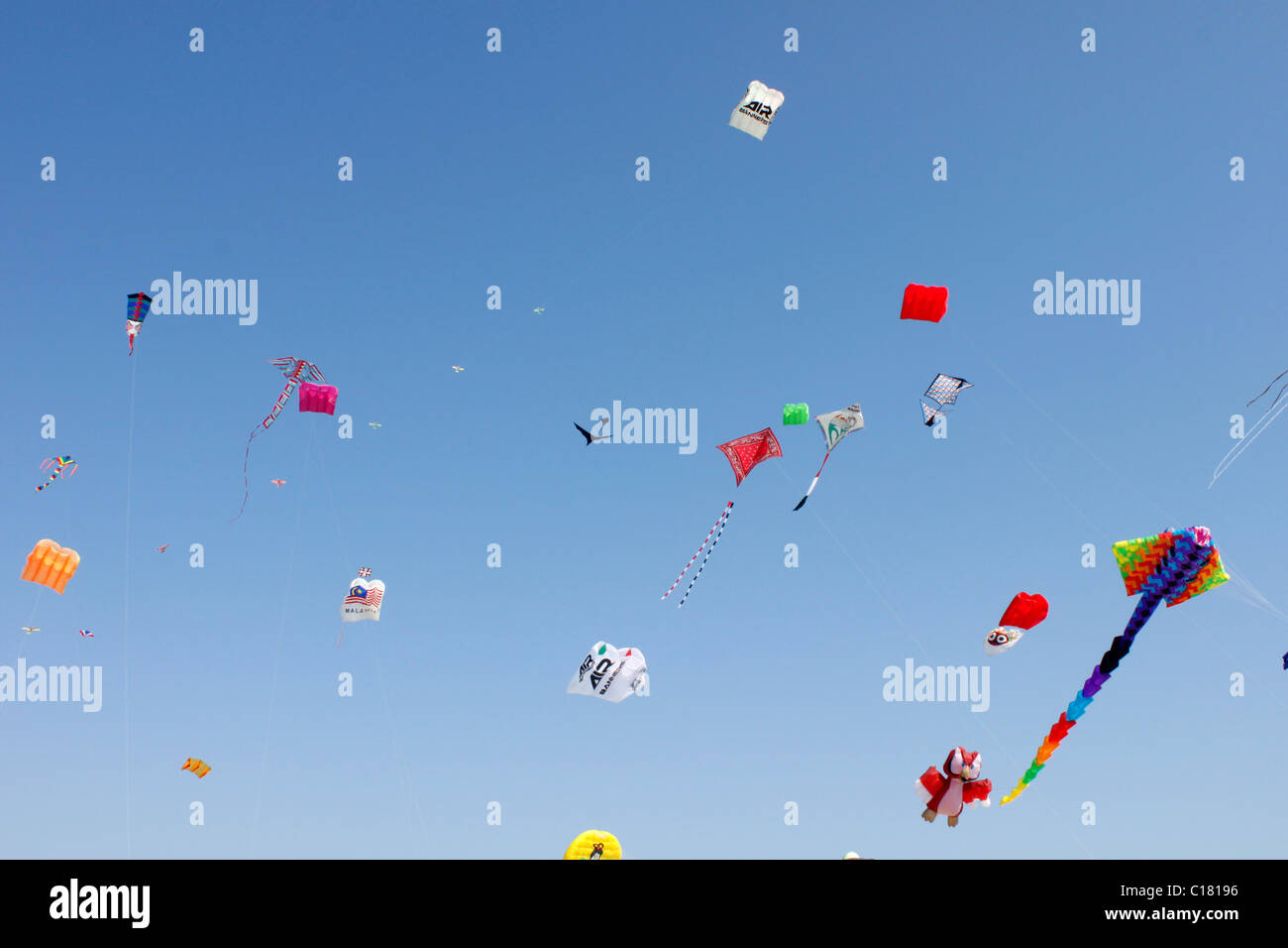 Colorful Kites in the sky during kite festival in Gujarat,India Stock