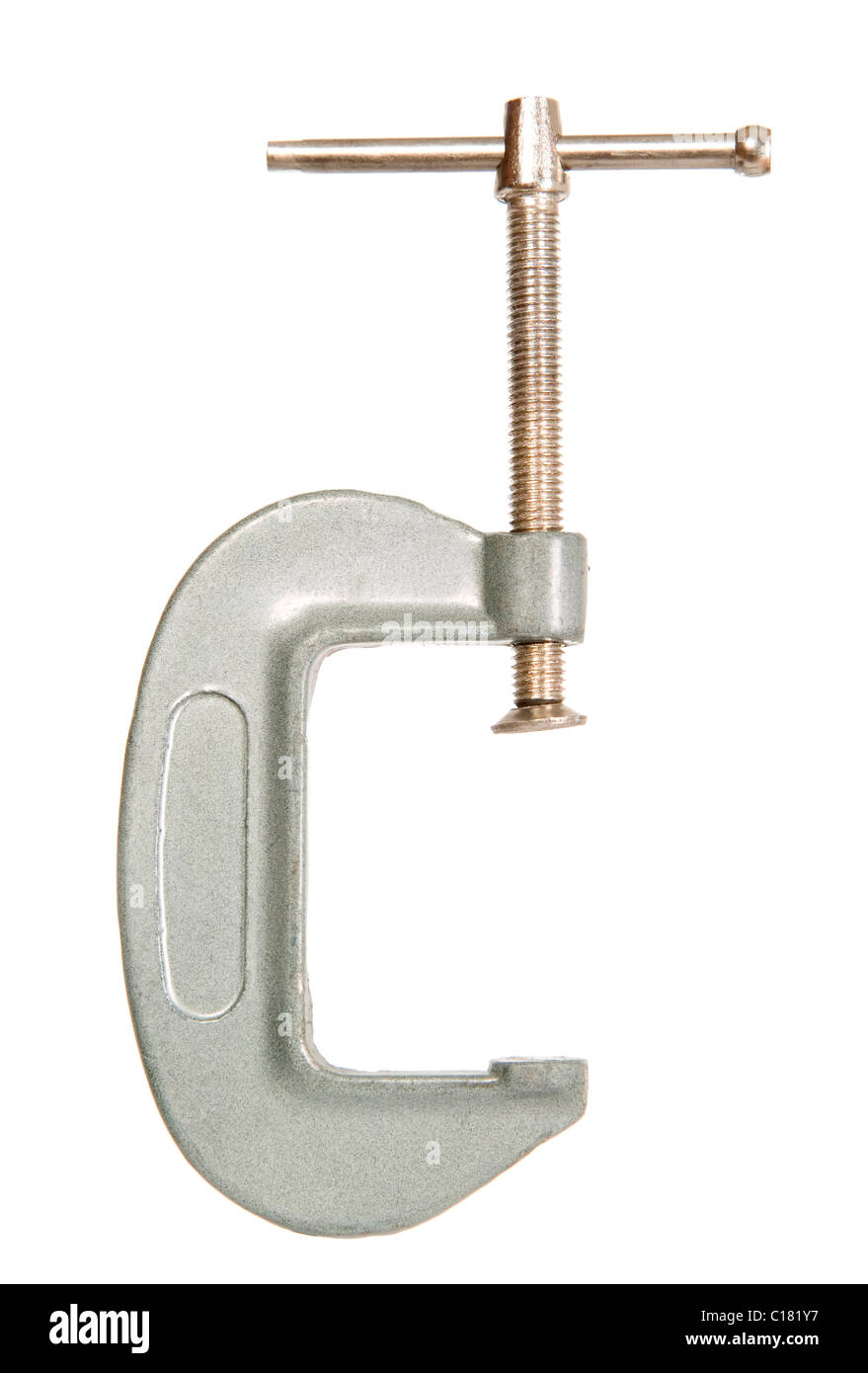 Metal work tool with thread for squeezing any detail Stock Photo