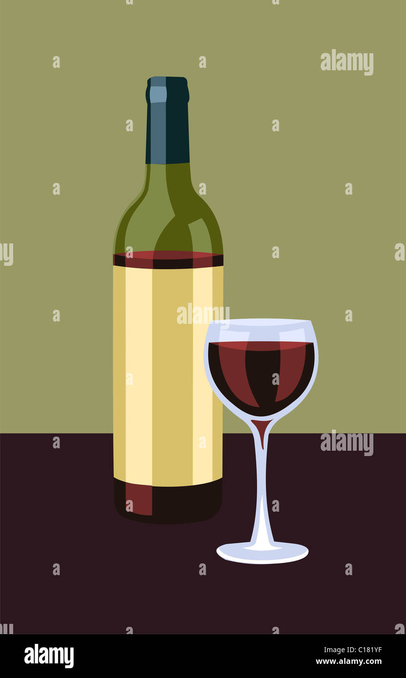 Uncorked bottle and served glass of wine Stock Photo Alamy