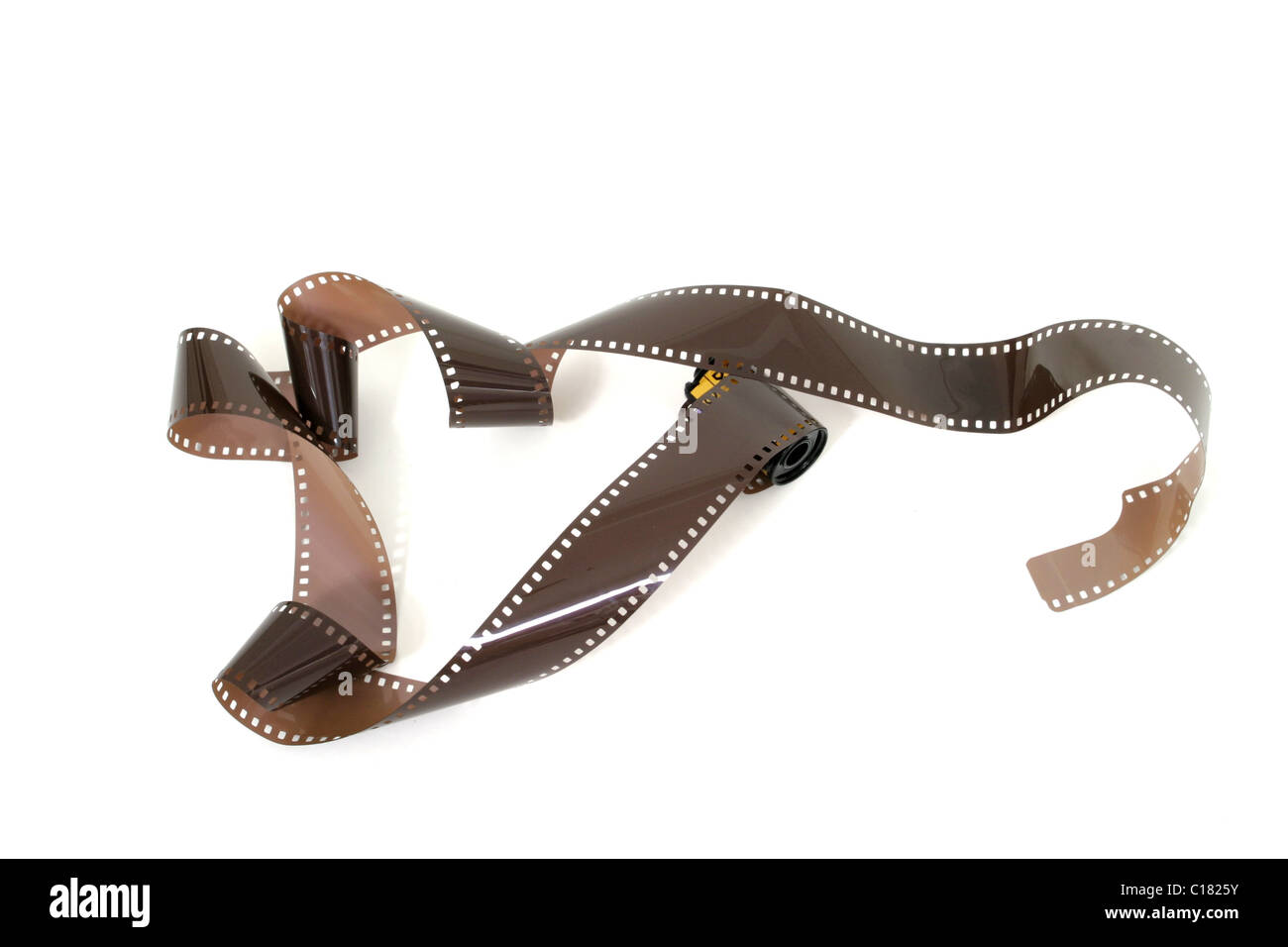 Roll of unexposed and unprocessed 35mm film and film cassette unwound