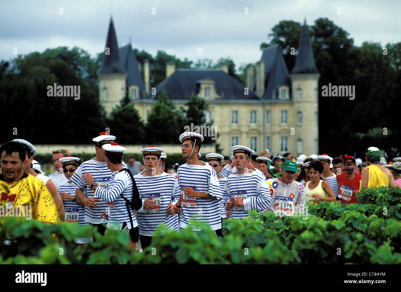 France, Gironde, Medoc castles marathon, here in front of the Pichon Longueville castle Stock Photo