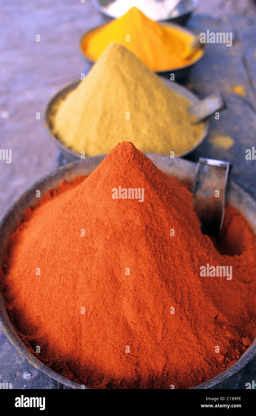 India, Rajasthan State, JaipurCity of Jodhpur, spice market Stock Photo