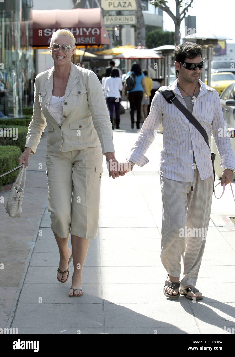 Brigitte Nielsen and her fifth husband Mattia Dessi leaving La Petite(02)