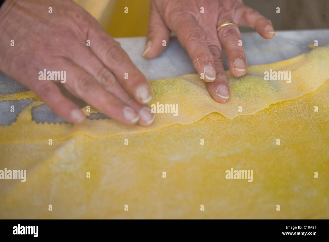 Picture of Hands forming pasta dough Stock Photo - Alamy