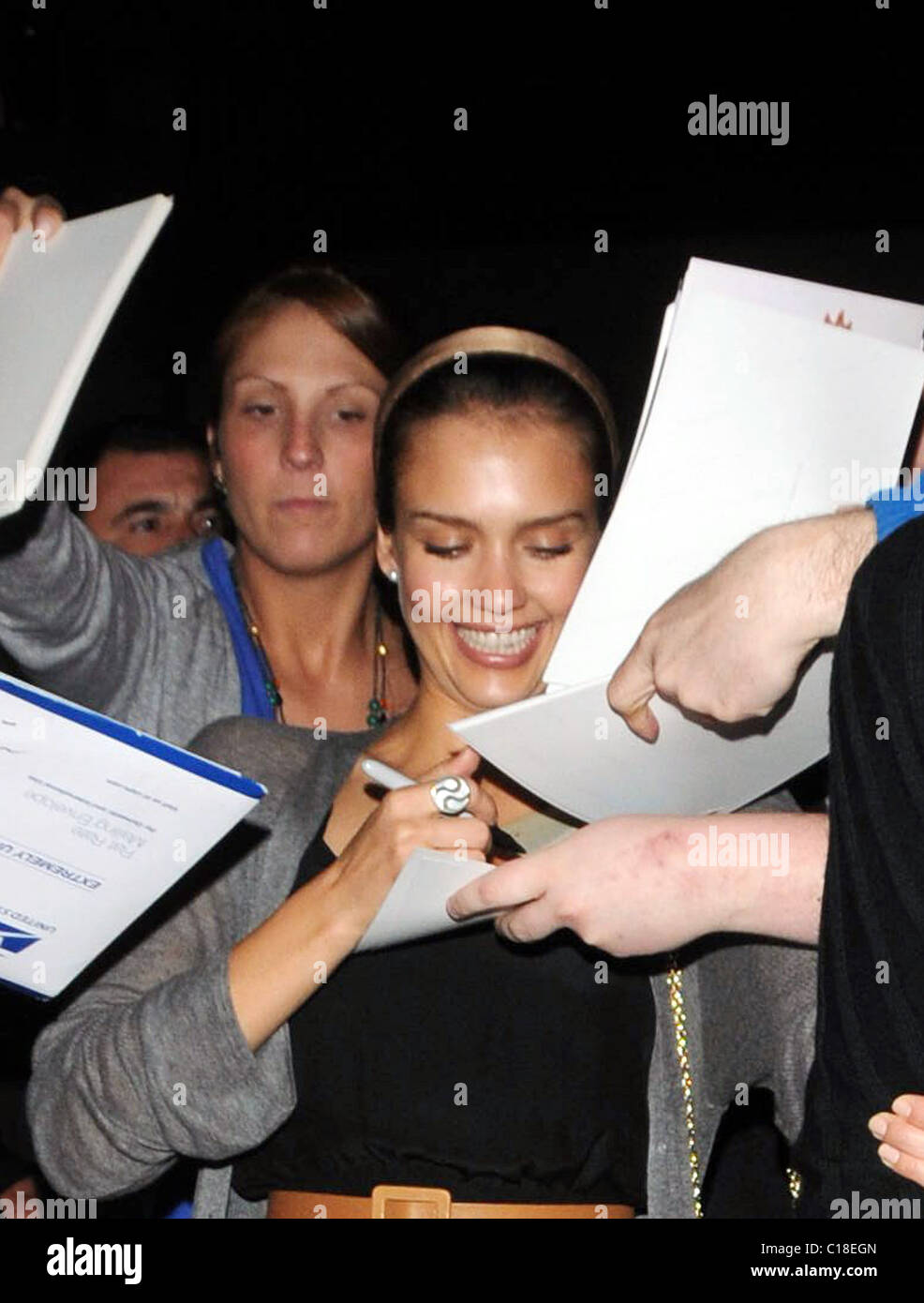 Jessica Alba signing autographs for fans outside Beso Los Angeles