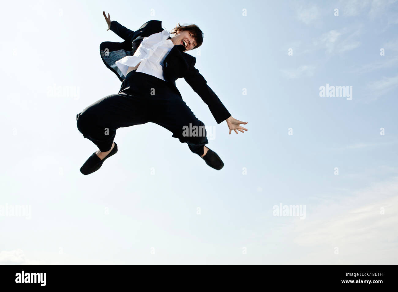 Business woman celebrating Stock Photo