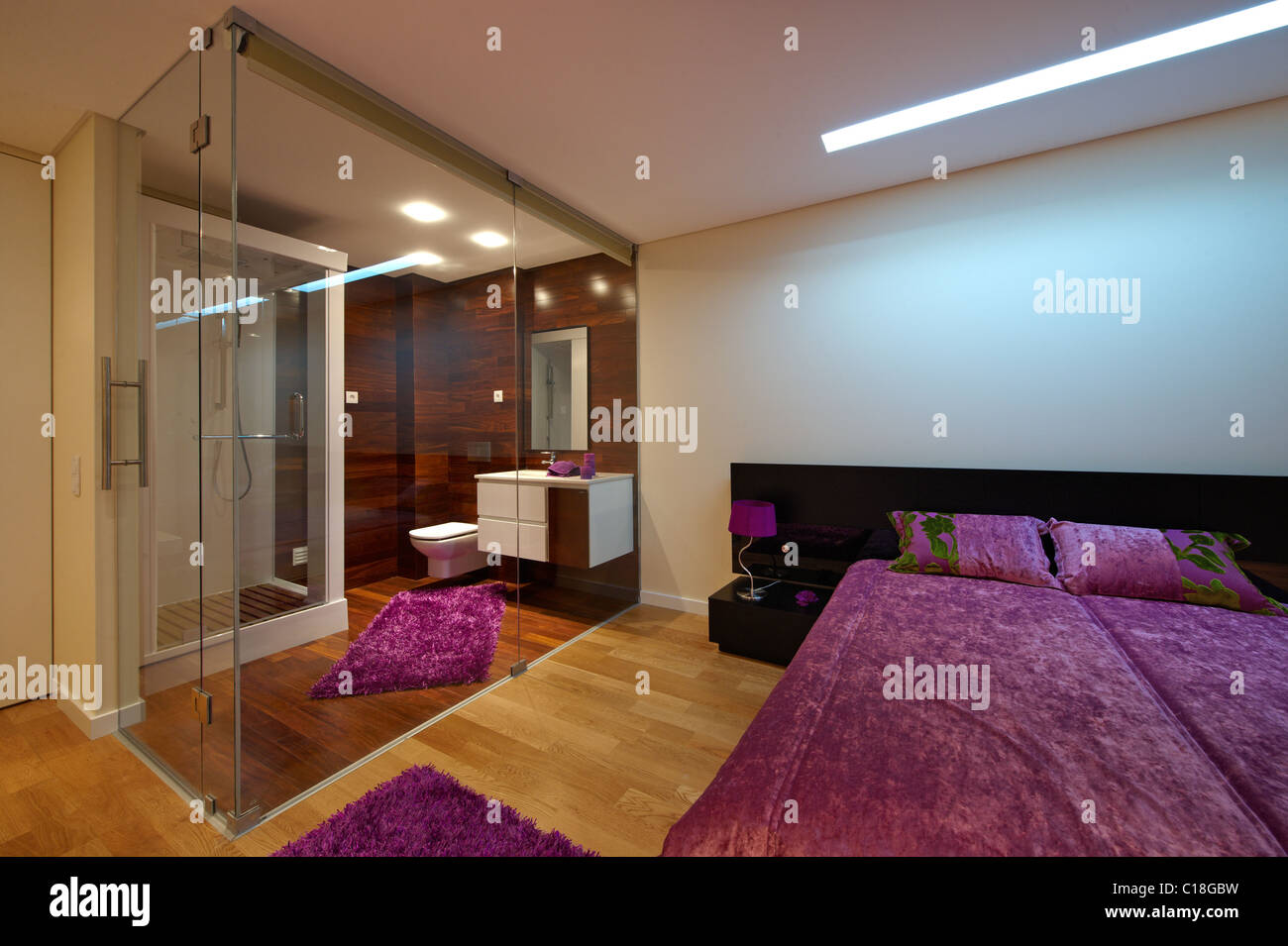 Bedroom Bathroom Separated Glass Stock Photos Bedroom