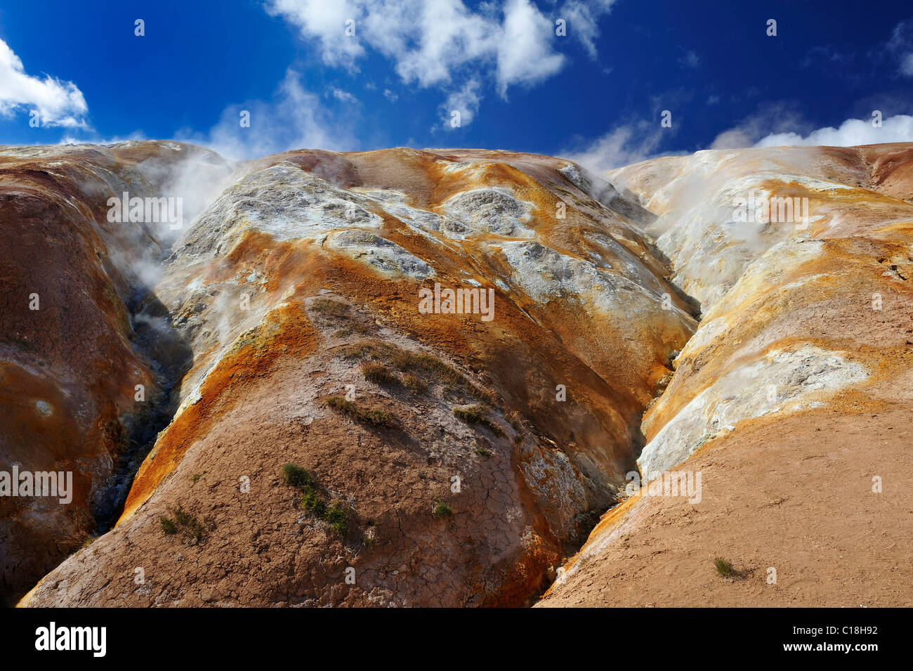 Leirhnjúkur Mountain, solfatara, sulfur fumaroles, caldera Krafla, Mývatn, Iceland, Europe Stock Photo