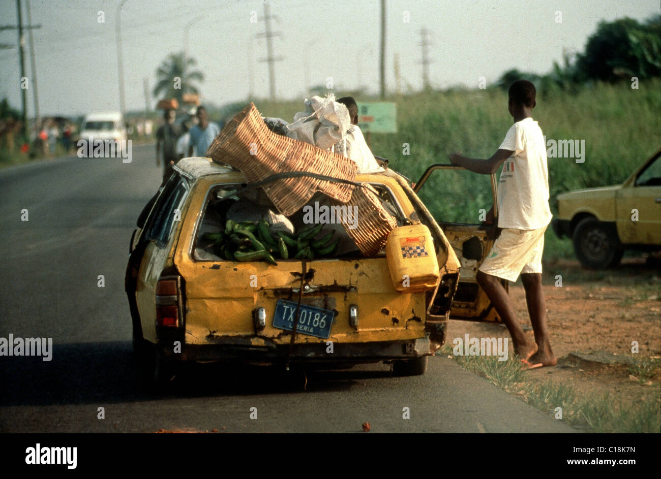 A heavily loaded car in Monrovia. Monrovia, Liberia Stock Photo Alamy