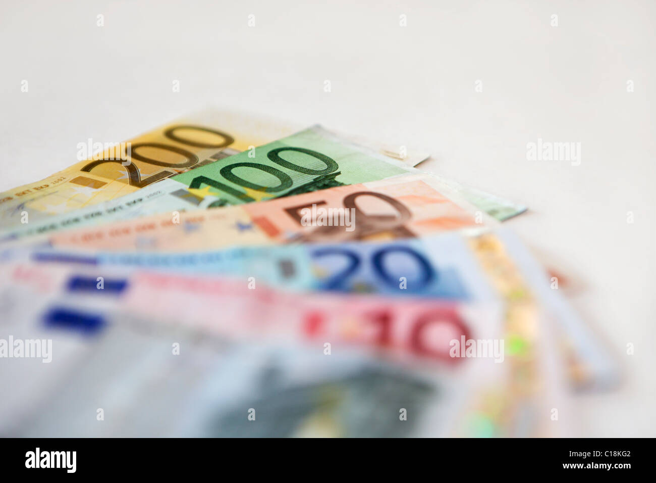 Various banknotes in Euro currency Stock Photo
