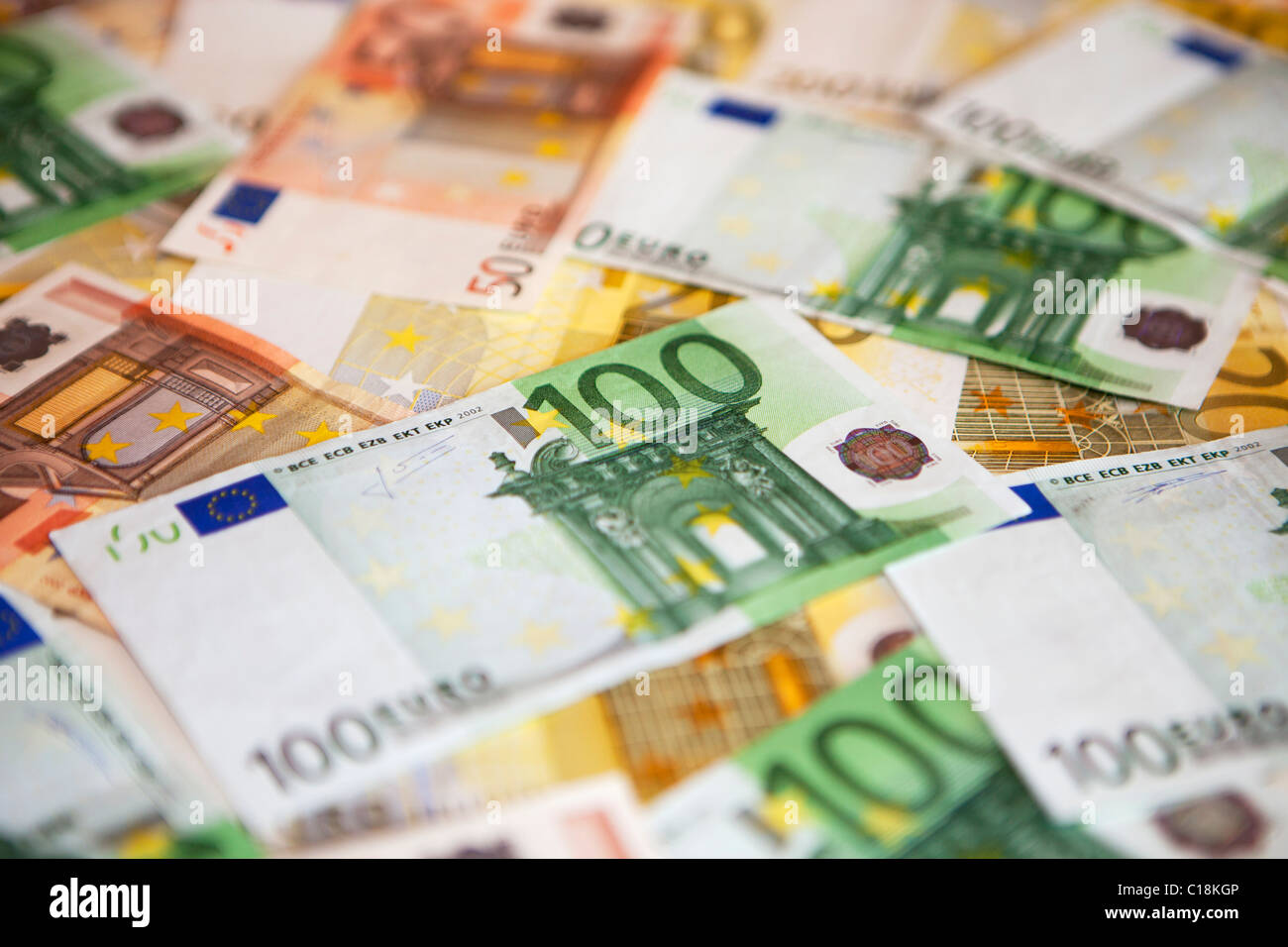 Various banknotes in Euro currency Stock Photo