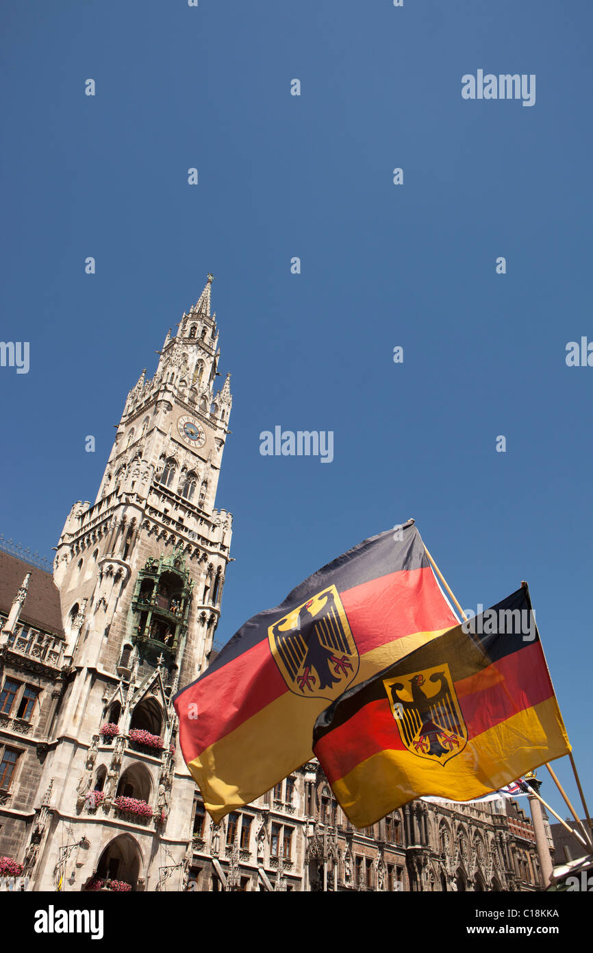 City hall tower on Marienplatz Munich Stock Photo