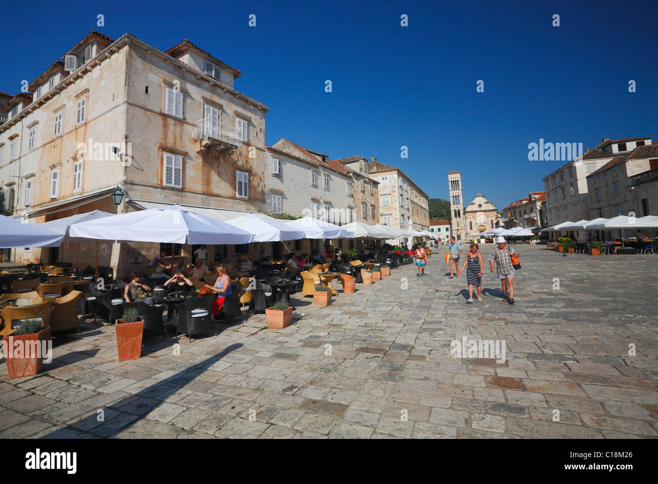 Hvar bar on old square Stock Photo