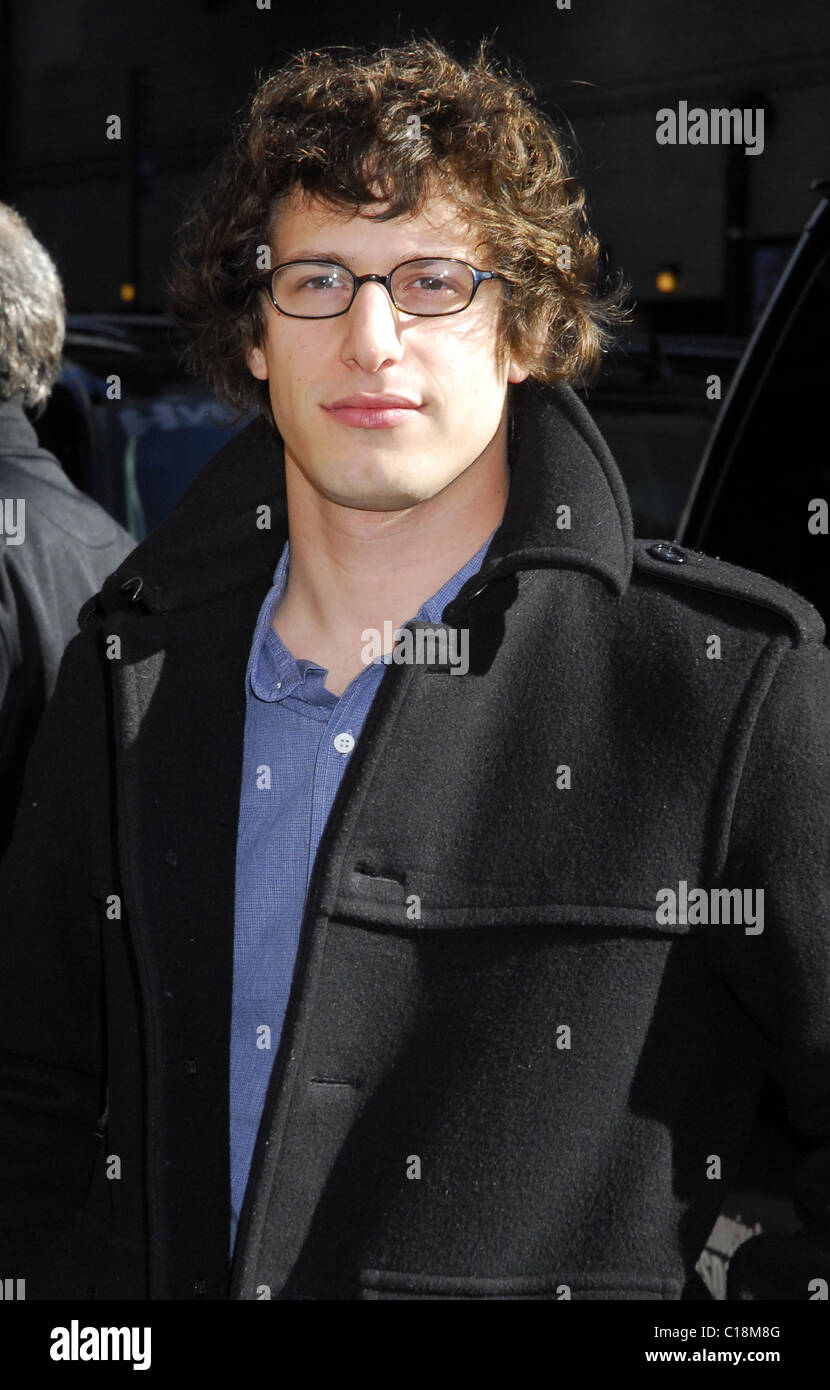 Andy Samberg outside the Ed Sullivan Theater for 'The Late Show with David Letterman' New York City, USA - 12.03.09 Stock Photo