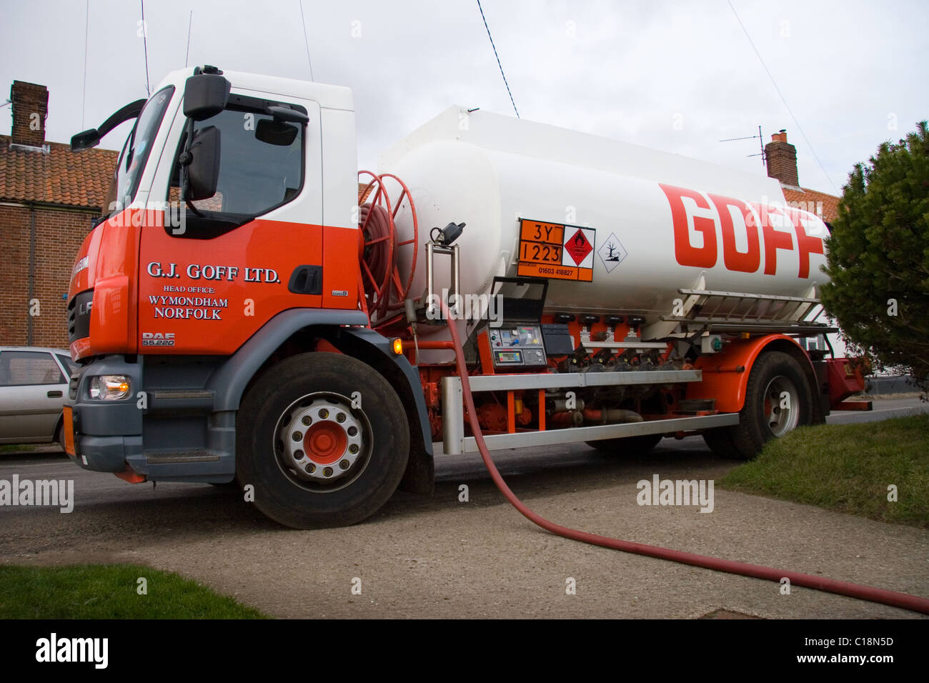 Oil/Fuel tanker truck making a delivery of heating oil (Kerosene Stock