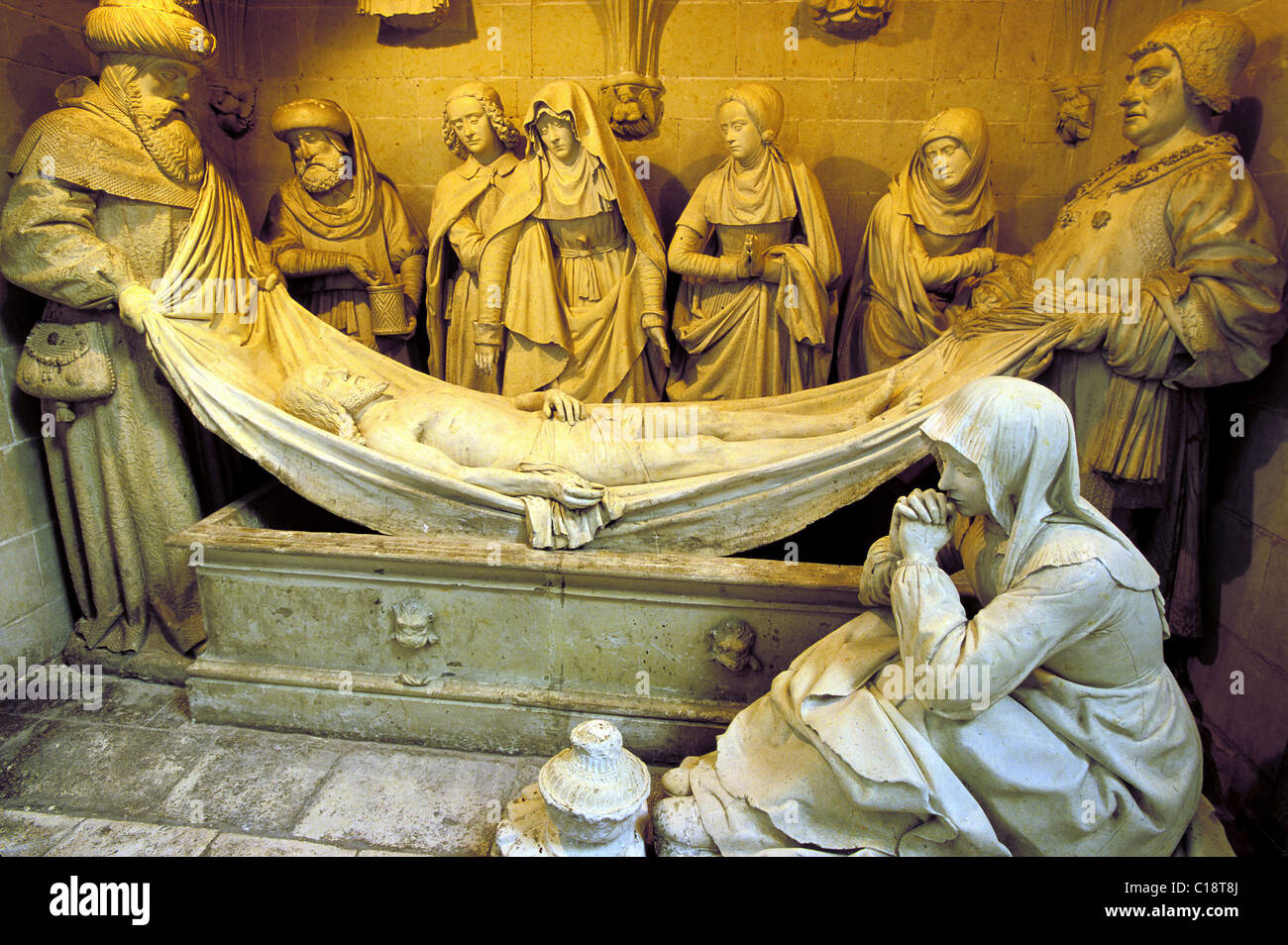 France, Sarthe, Solesmes, Saint Pierre abbey, Christ entombment (1496) Stock Photo