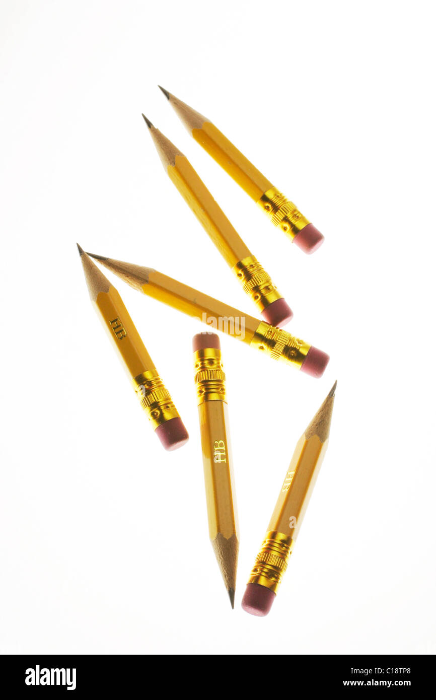 Pencils, sharpened with rubber tips Stock Photo