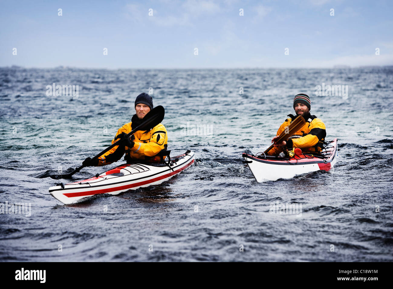 Two men kayaking Stock Photo Alamy