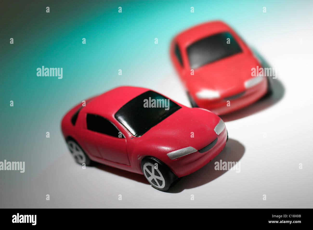 Red toy cars Stock Photo