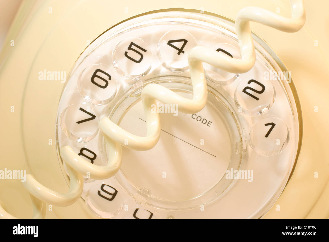 Telephone dial and cable, old-fashioned Stock Photo