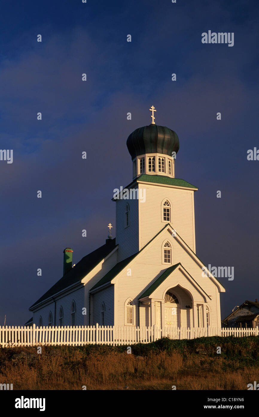 Russian Orthodox Church St George Island Pribilof SW AK autumn scenic Stock Photo