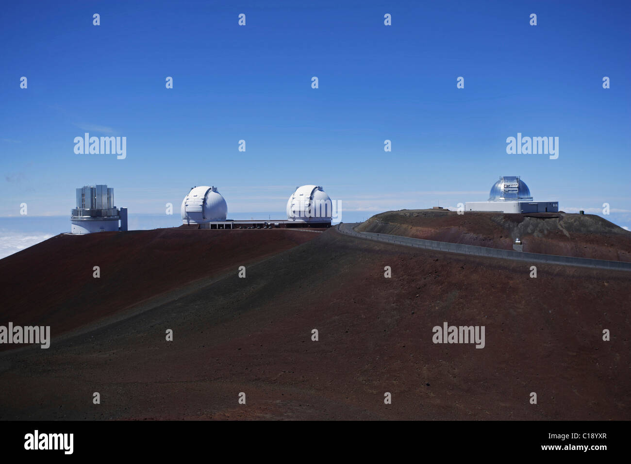 Astronomical observatories near the summit of the extinct volcano Mauna