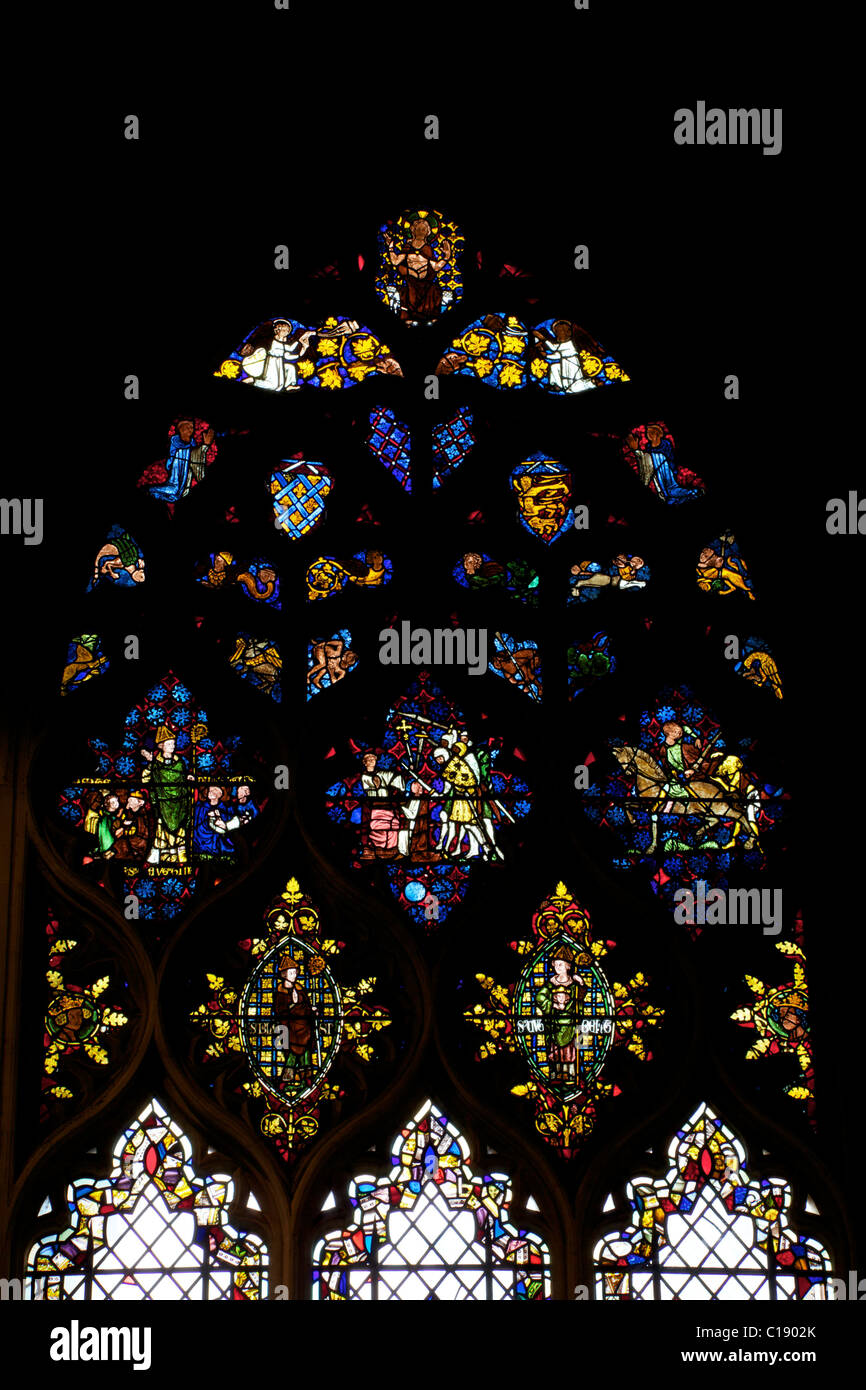 The Becket Window, circa 1320, Christ Church Cathedral, Oxford University, Oxford, Oxfordshire, England, UK, United Kingdom, GB, Stock Photo