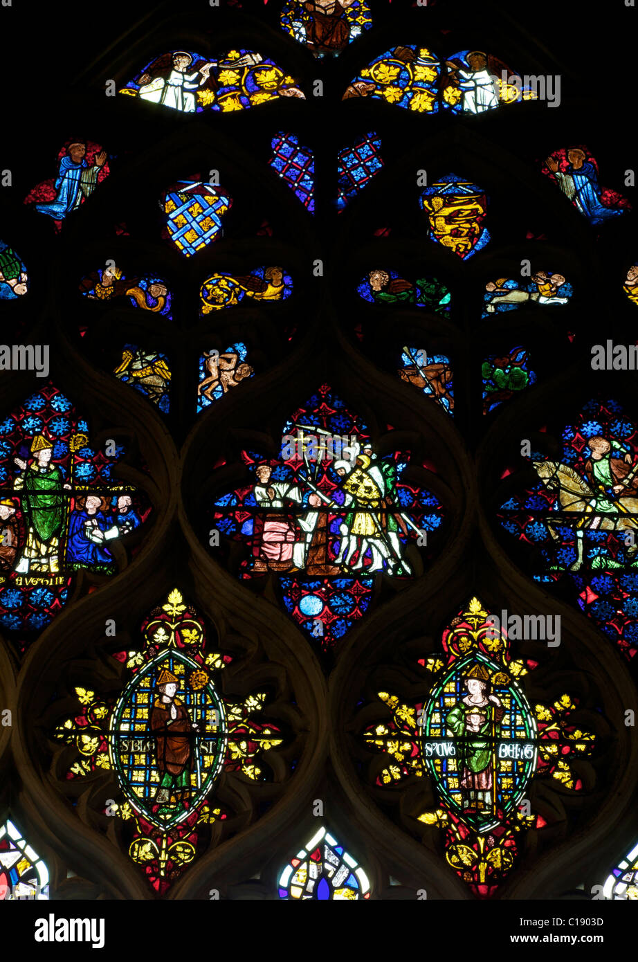 The Becket Window, circa 1320, Christ Church Cathedral, Oxford University, Oxford, Oxfordshire, England, UK, United Kingdom, GB, Stock Photo