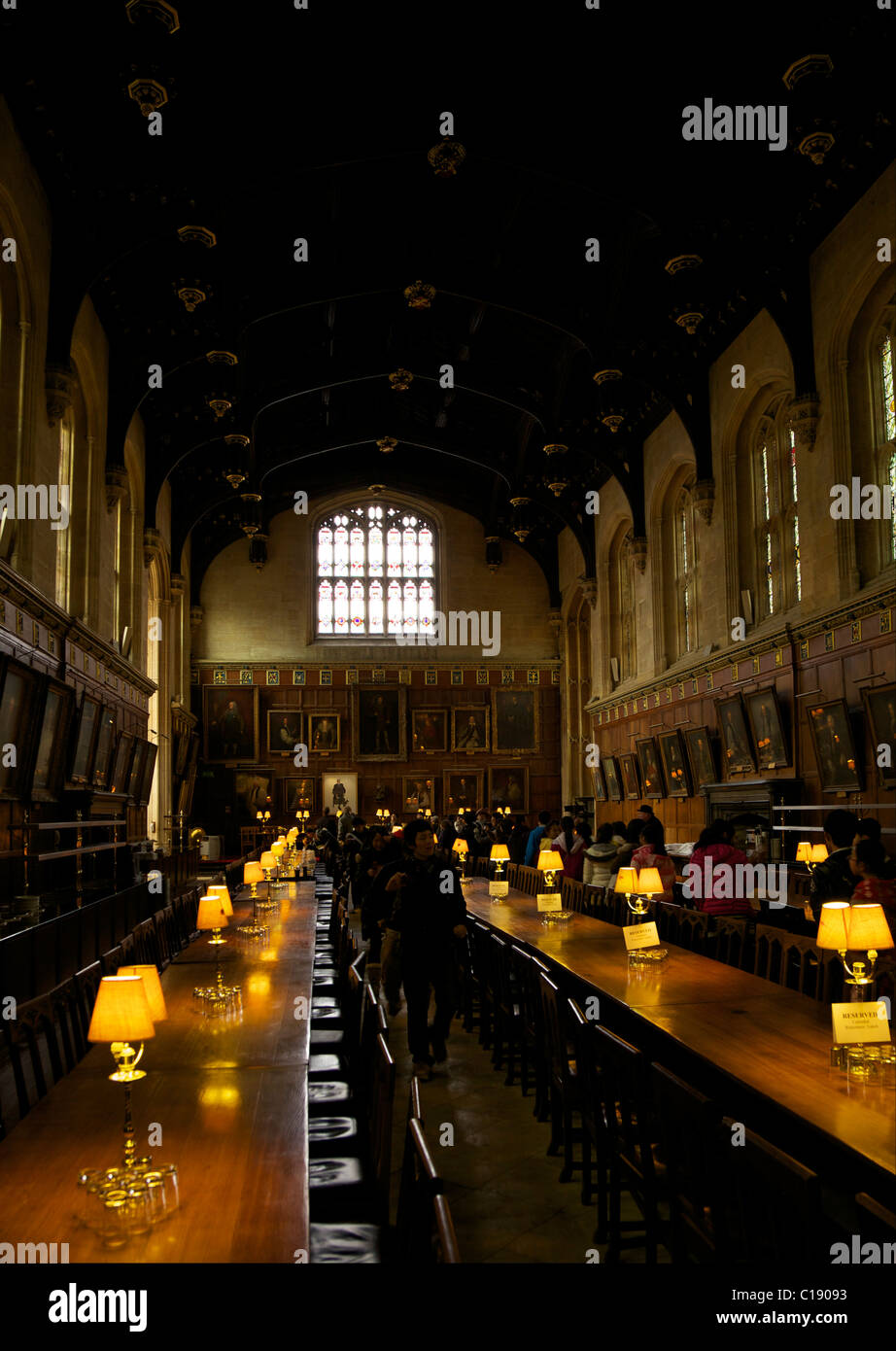 Great Hall, or, dining room, at Christ Church College, Oxford University,  Oxford, Oxfordshire, England, UK, United Kingdom, GB, Stock Photo