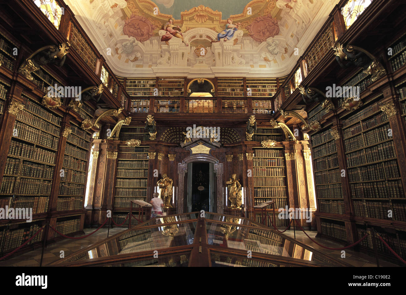 Austria, Lower Austria, Melk Abbey (baroque style), the library Stock Photo