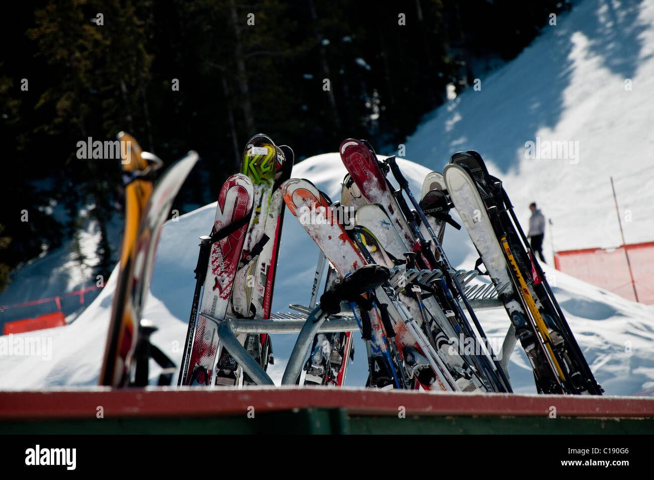 Ski's on a rack Stock Photo