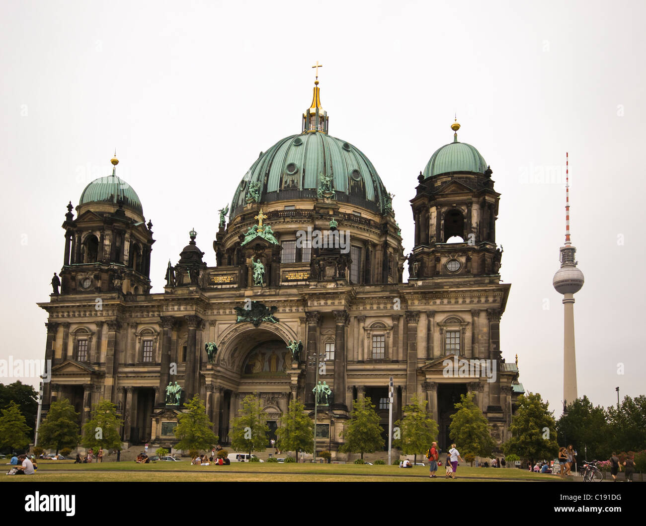 Berliner Dom and TV tower Stock Photo