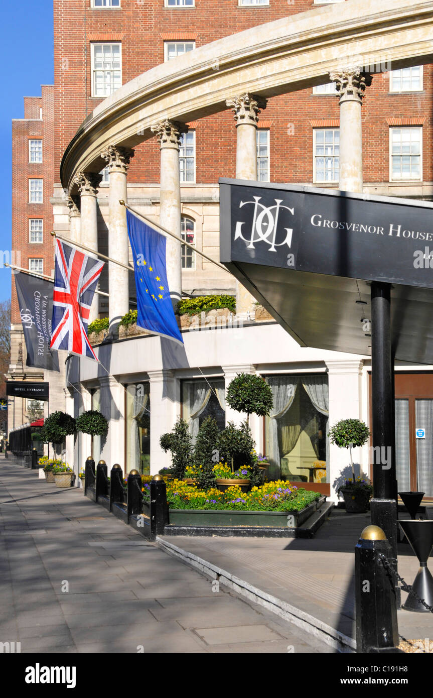 Grosvenor House Hotel luxury 5 star hotel in Mayfair Park Lane overlooking Hyde Park & managed by JW Marriott Hotel in London West End England UK Stock Photo