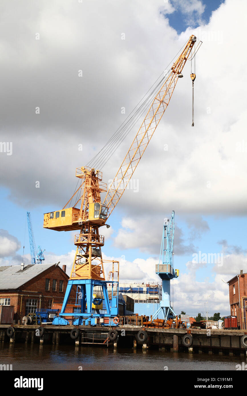 Loading crane, Emden Harbour, Lower Saxony, Germany, Europe Stock Photo