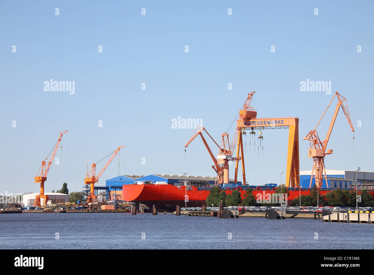 Nordseewerke, North Sea Works, dockyard, Emden Harbour, Lower Saxony, Germany, Europe Stock Photo