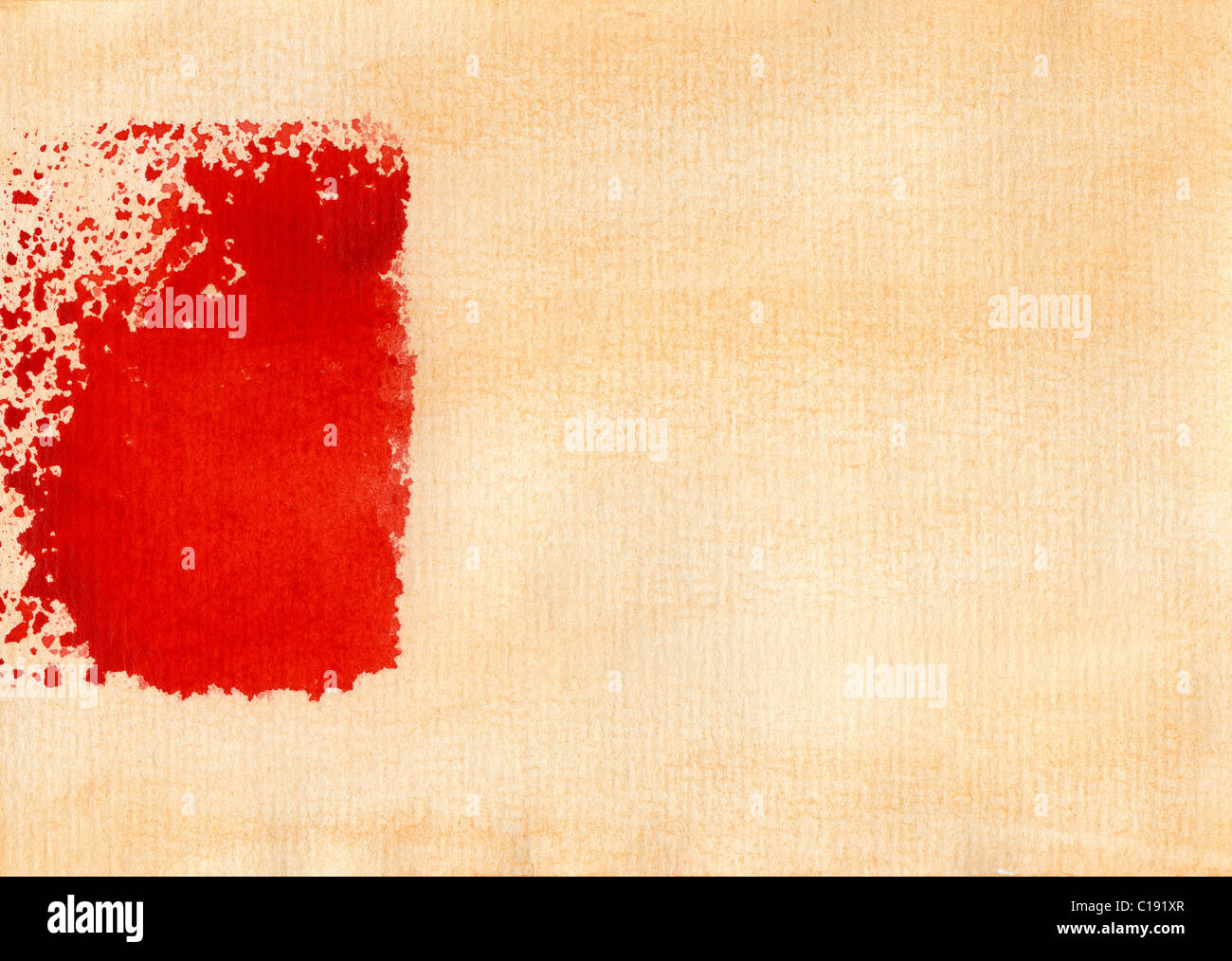 orange watercolor background with red rectangle Stock Photo