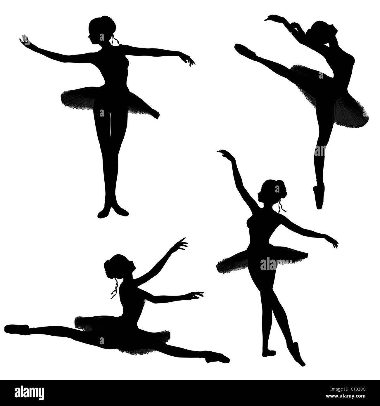 Ballet Dancer Silhouettes - 2 Stock Photo