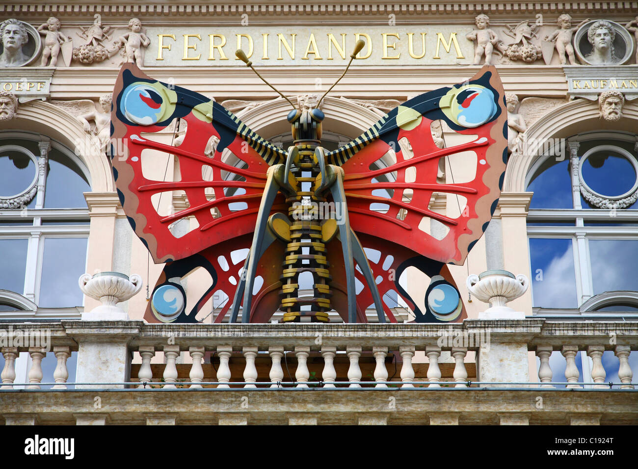 Butterfly statue, Ferdinandeum, Innsbruck, Tirol, Austria, Europe Stock Photo