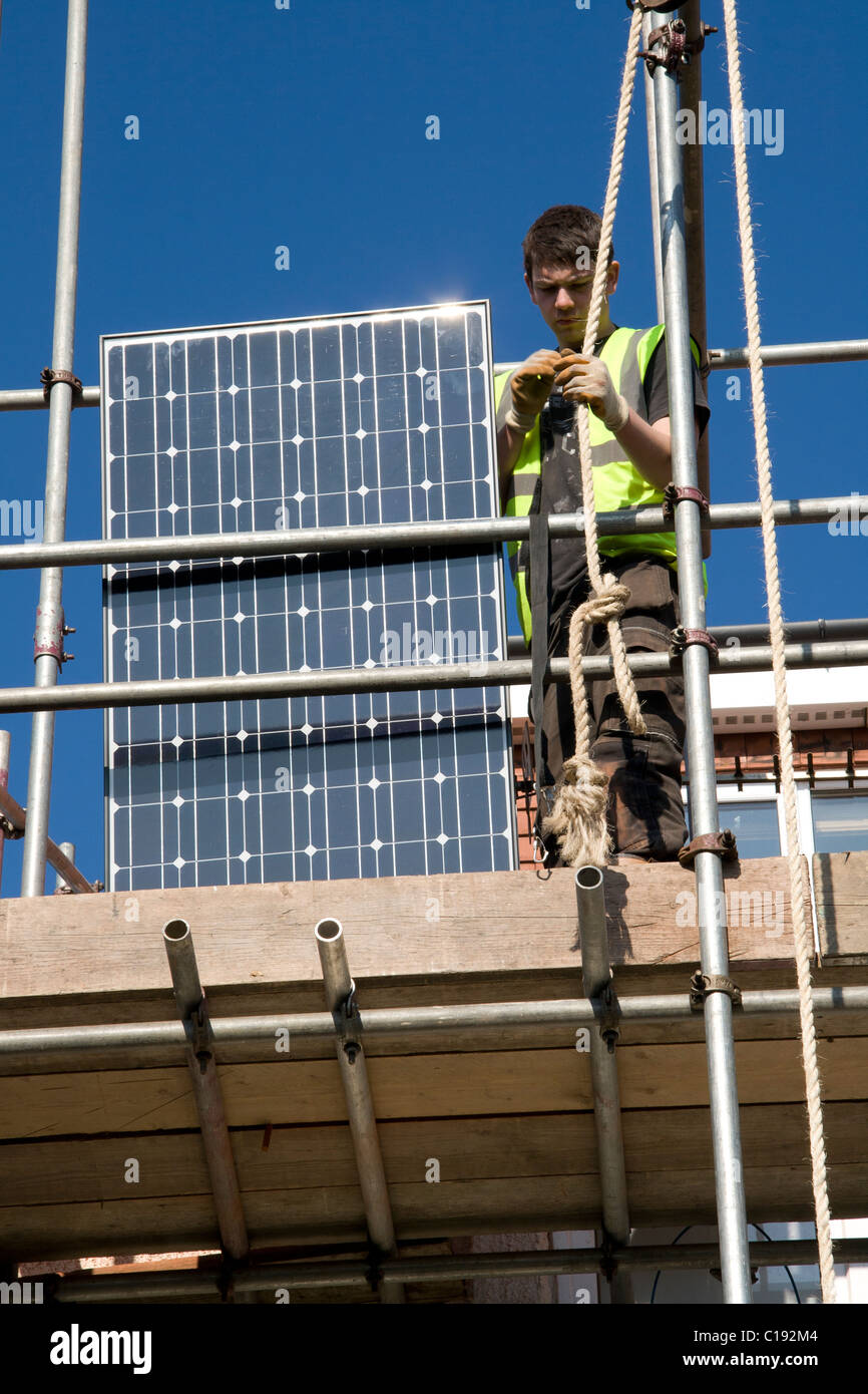 Installation Of Pv Photovoltaic Solar Panels On A Pitched Roof Stock 