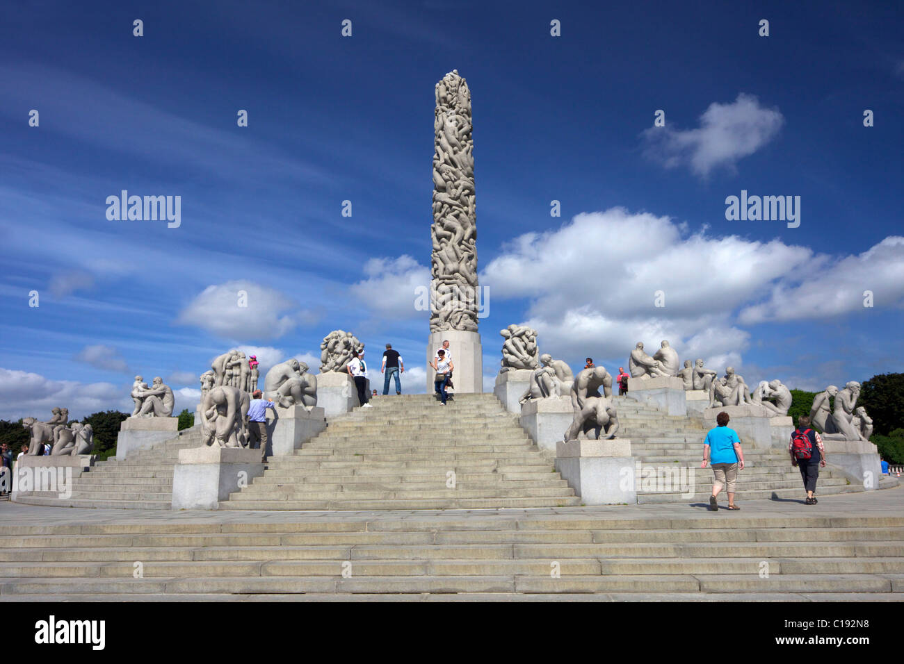 Monolith, by Gustav Vigeland, sculptures in granite in Vigeland Sculpture Park, Frognerparken, Oslo, Norway, Europe Stock Photo