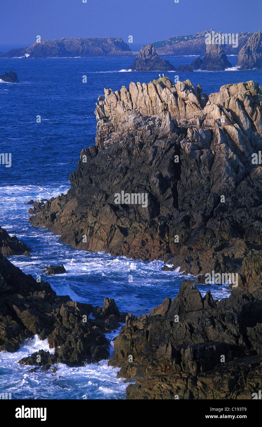 France, Finistere, Ouessant Island, cliffs on the West coast Stock Photo