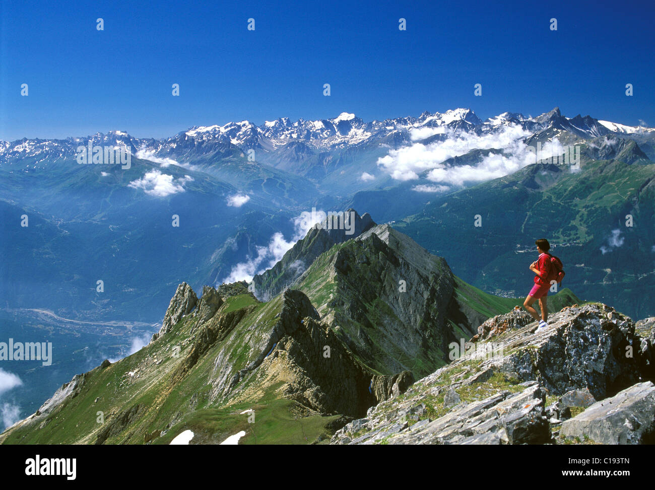 France, Savoie, panoramic view from the Grand Perron des (2825m) over the Ecrins and France, Savoie, panoramic view from the Grand Perron des (2825m) over the Ecrins and
