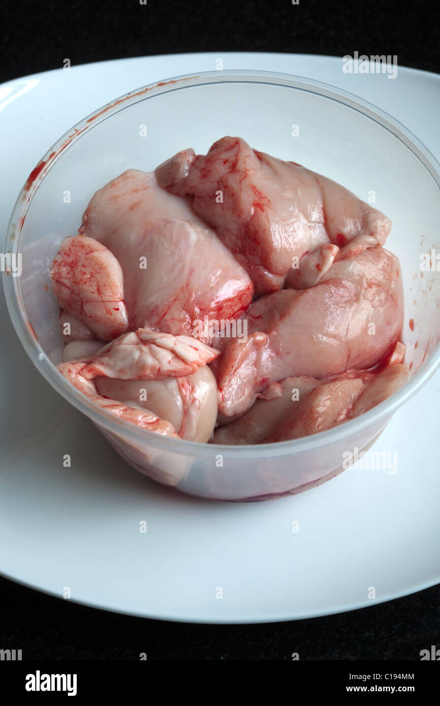 Raw Sweetbreads  -  An example of the strange or weird food eaten by people around the world Stock Photo