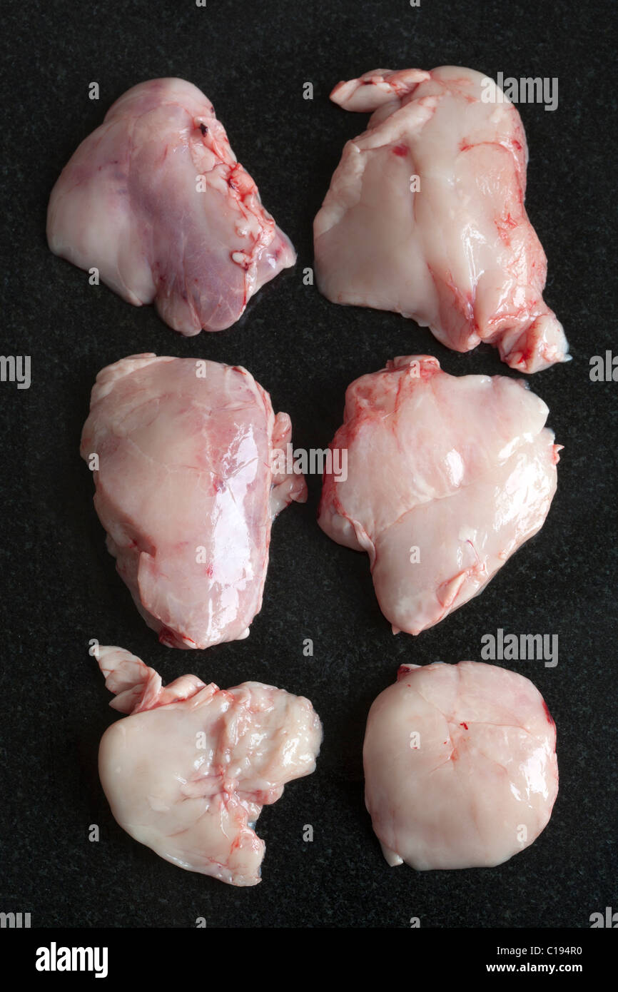 Raw Sweetbreads  -  An example of the strange or weird food eaten by people around the world Stock Photo