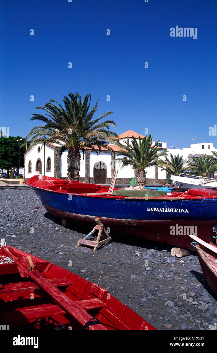 Fishing boats in La Lajita, Fuerteventura, Canary Islands, Spain, Europe Stock Photo