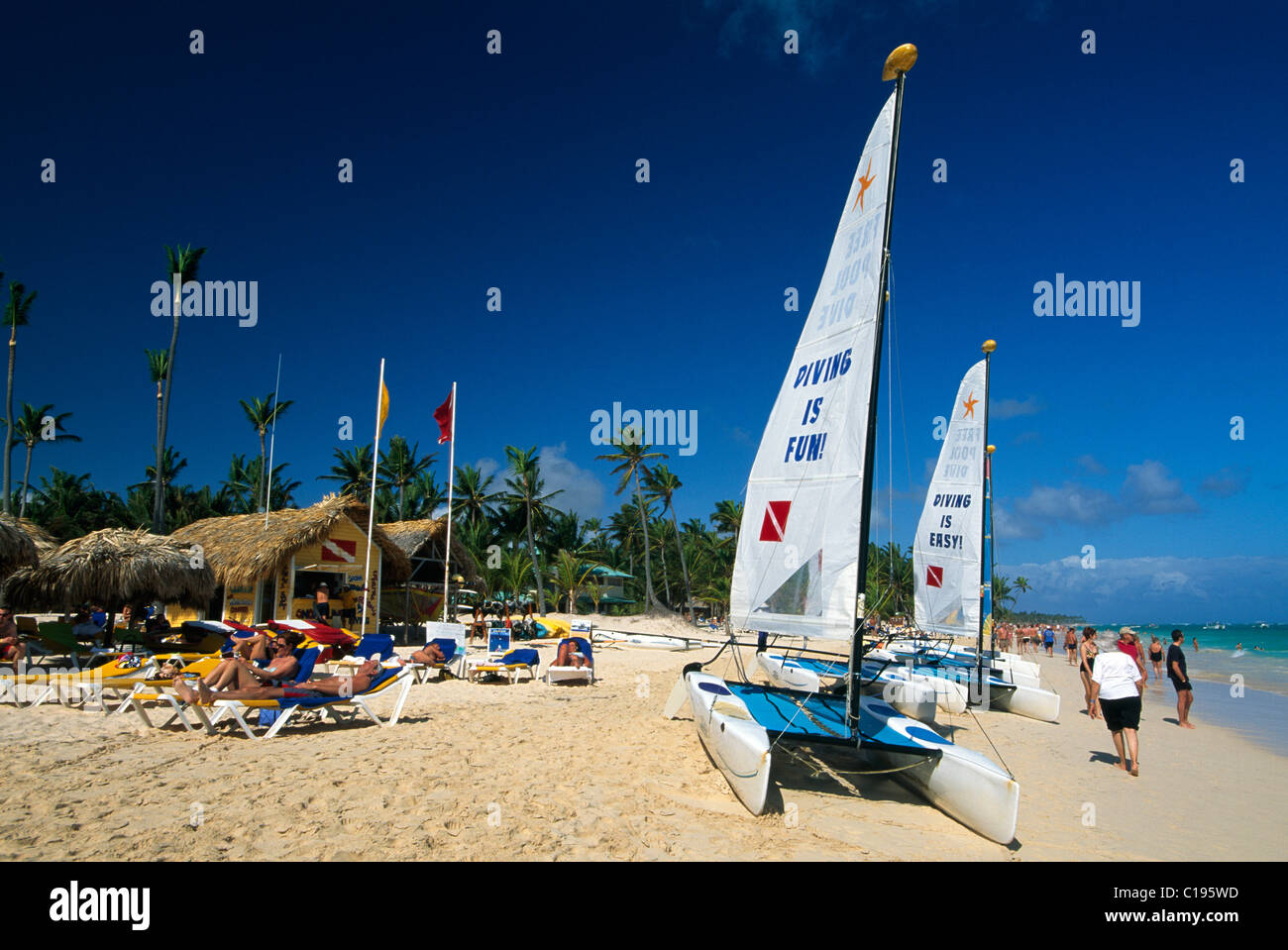 Catamarans, palm beach Playa Bavaro near Punta Cana, Dominican Republic