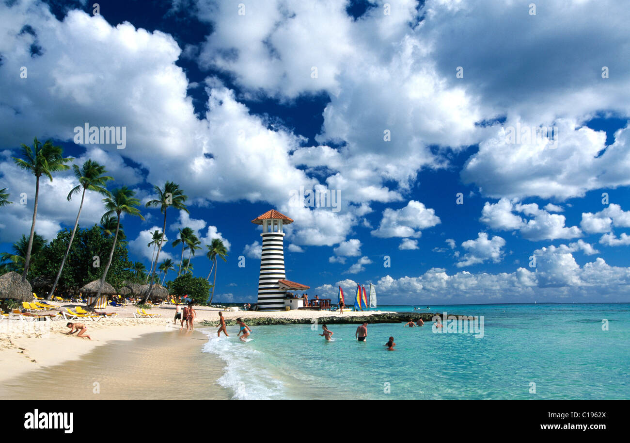 Palm beach in Bayahibe, Dominican Republic, Caribbean Stock Photo
