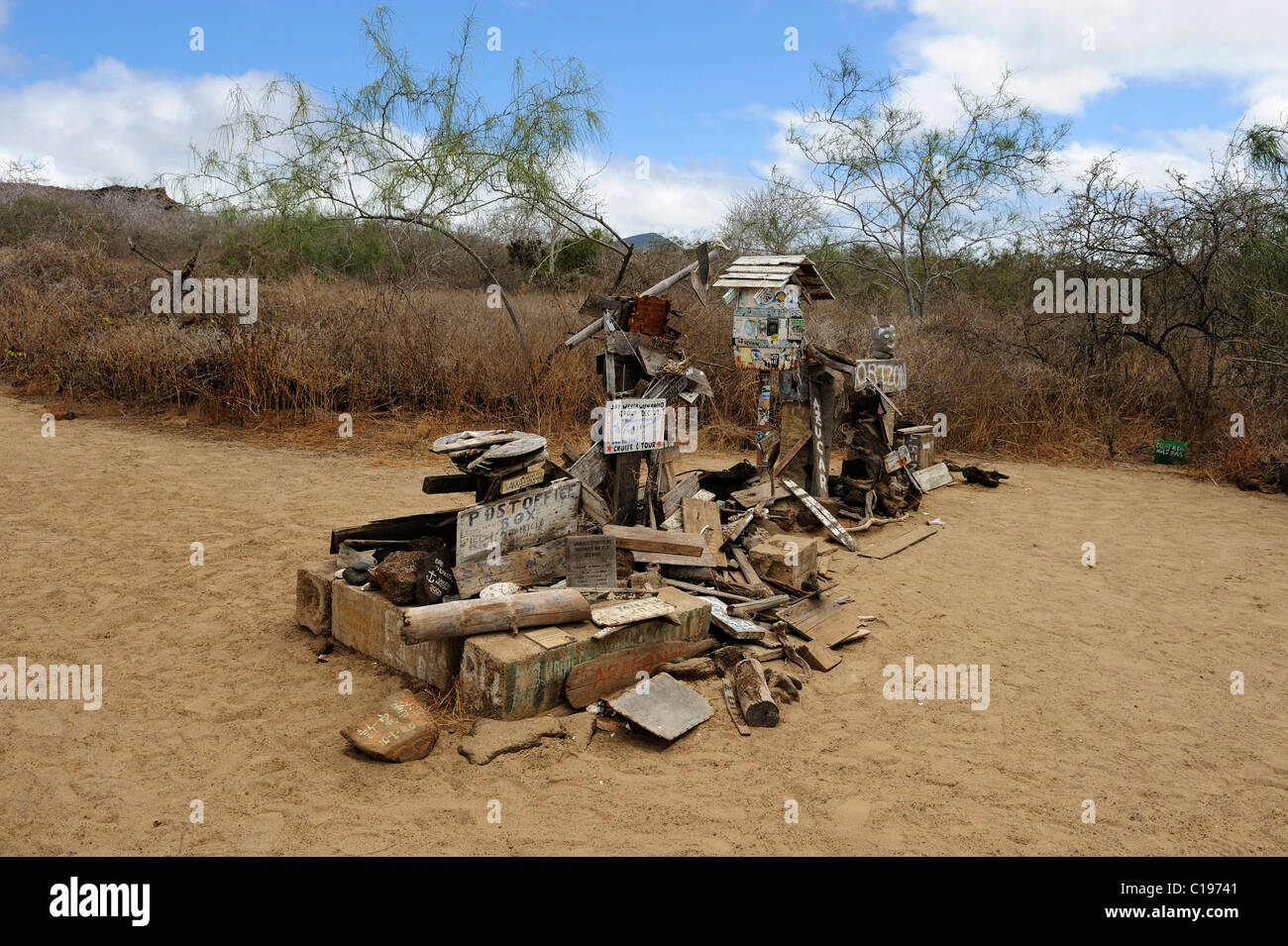 Post Office Bay, Floreana Island, Galapagos, Ecuador, South America Stock Photo