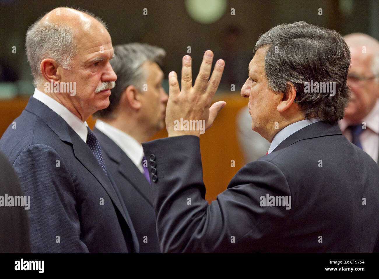 Georgios Papandreou Prime Minister GreeceJose Manuel Barroso Stock Photo
