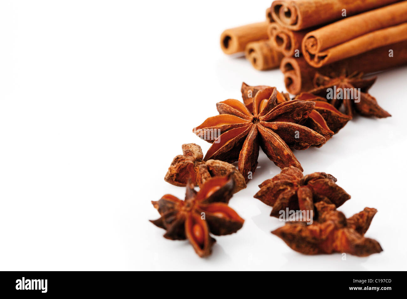 Cinnamon sticks and anise stars Stock Photo